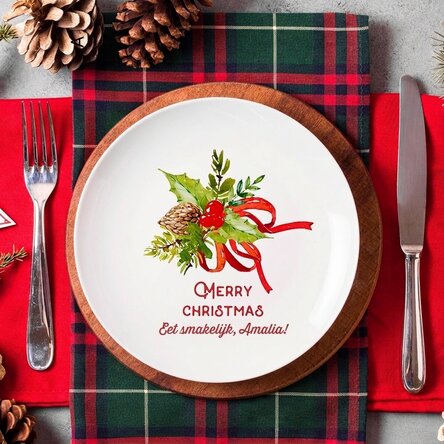 Gepersonaliseerd bord met tekst - Merry Christmas