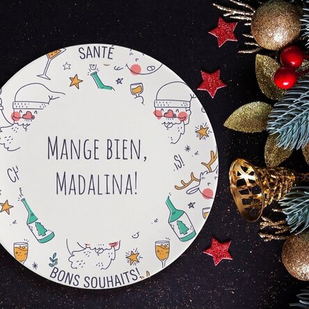Assiette personnalisée avec inscription - Drunk Santa