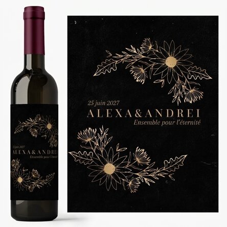 Vin personnalisé avec un message - Fleurs d'or