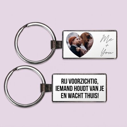 Gepersonaliseerde sleutelhanger met tekst en foto - Hart