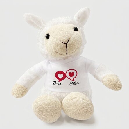 Peluche de mouton personnalisée avec un texte - Cœurs de chat