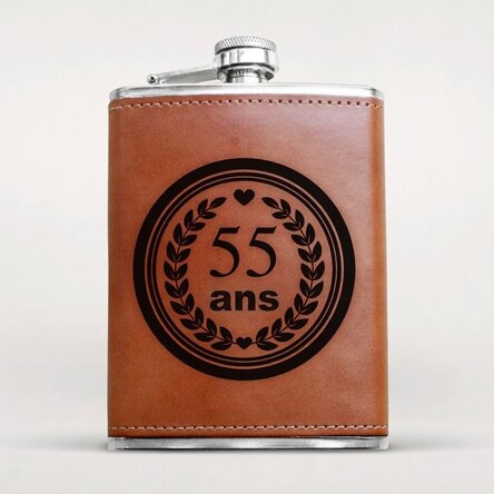 Flacon de poche personnalisé recouvert de cuir - Anniversaire