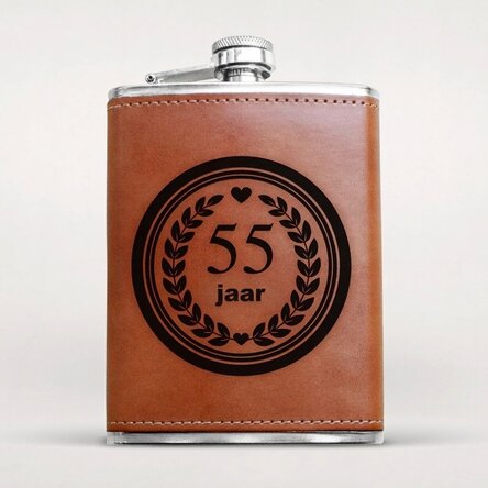 Gepersonaliseerde, met leer beklede zakfles - Verjaardag