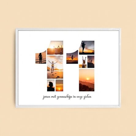 Gepersonaliseerd landschapsschilderij met 10 foto’s, model nummer 11 en tekstbericht
