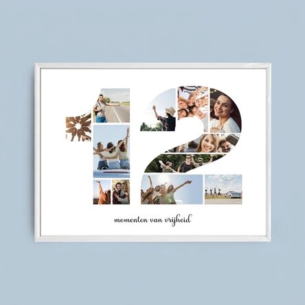 Gepersonaliseerd landschapsschilderij met 12 foto’s, model nummer 12 en tekstbericht