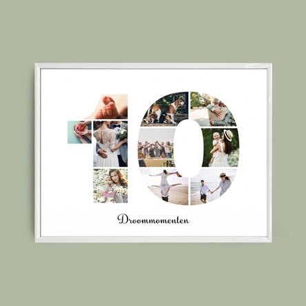 Gepersonaliseerd landschapsschilderij met 10 foto’s, model nummer 10, en een tekstbericht