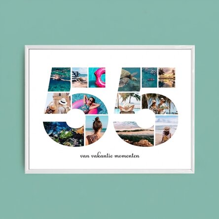 Gepersonaliseerd landschapsschilderij met 14 foto’s, model nummer 55 en tekstbericht