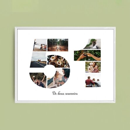 Tableau paysage personnalisé avec 10 photos, modèle n° 51, et un message