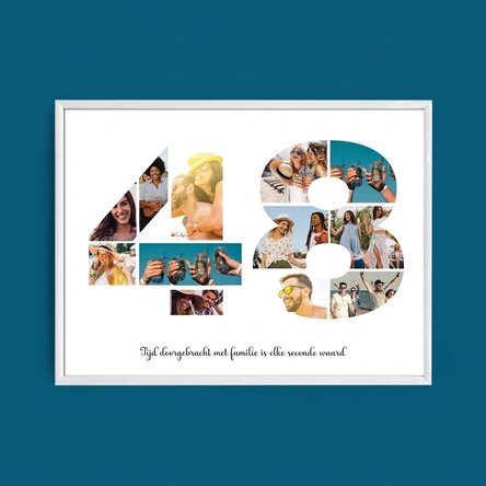 Gepersonaliseerd landschapsschilderij met 12 foto’s, model nummer 48 en tekstbericht