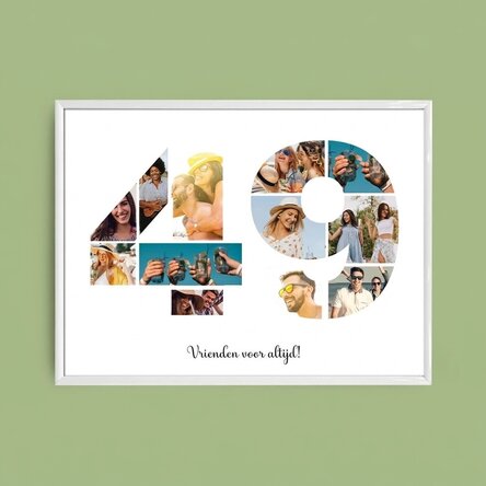 Gepersonaliseerd landschapsschilderij met 12 foto’s, model nummer 49 en tekstbericht