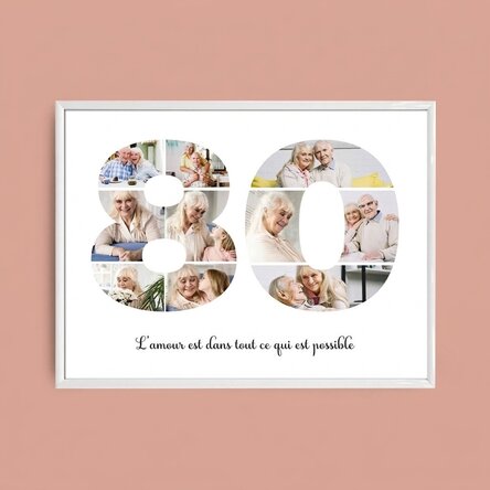 Tableau paysage personnalisé avec 10 photos, modèle n° 80, et un message
