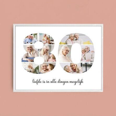 Gepersonaliseerd landschapsschilderij met 10 foto’s, model nummer 80, en een tekstbericht