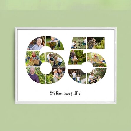 Gepersonaliseerd landschapsschilderij met 12 foto’s, model nr. 65 en tekstbericht