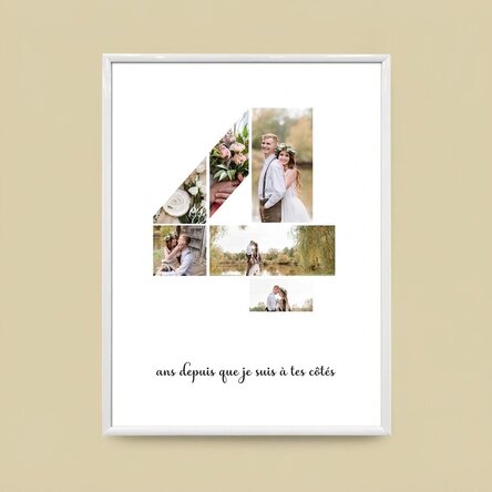 Tableau personnalisé avec 6 photos, modèle n° 4, et un message