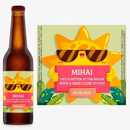 Bier met gepersonaliseerde tekst - Friendly sun