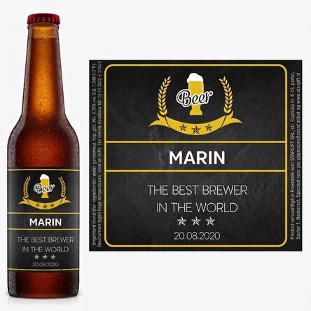 Bier met gepersonaliseerde tekst - The best brewer