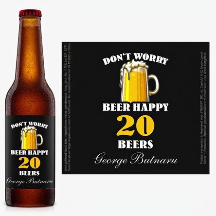Bier met gepersonaliseerde tekst - Beer happy!