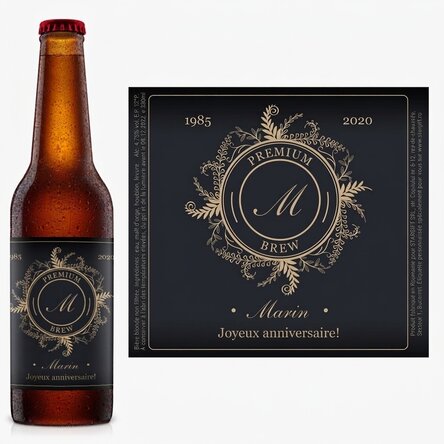 Bière personnalisée avec monogramme et texte - Floral elegance