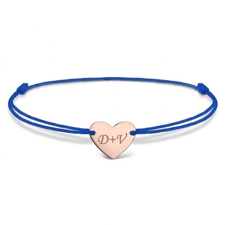 Bracelet à cordon personnalisé - cœur 12 x 10 mm - argent 925 - Modèle « Toi et moi » n° 3