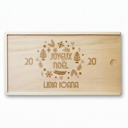 Coffret cadeau personnalisé en bois - Merry Christmas