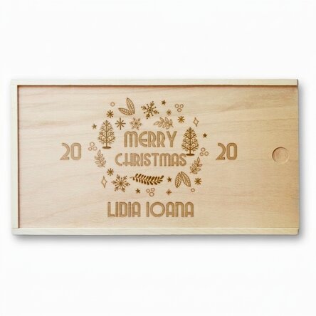 Gepersonaliseerde houten geschenkdoos - Merry Christmas