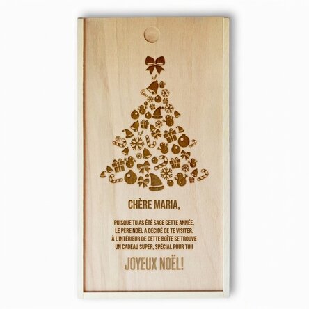 Coffret cadeau personnalisé en bois - Sapin de Noël