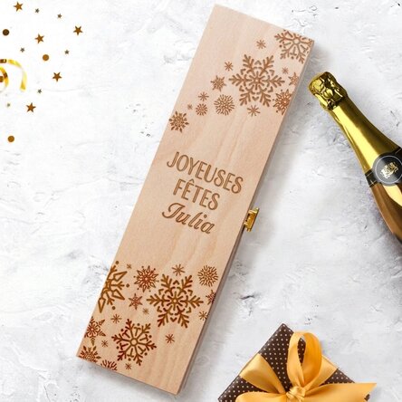 Coffret de vin mousseux personnalisé - Flocons de neige