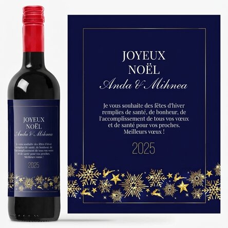 Vin personnalisé avec un message - Golden Snowflakes