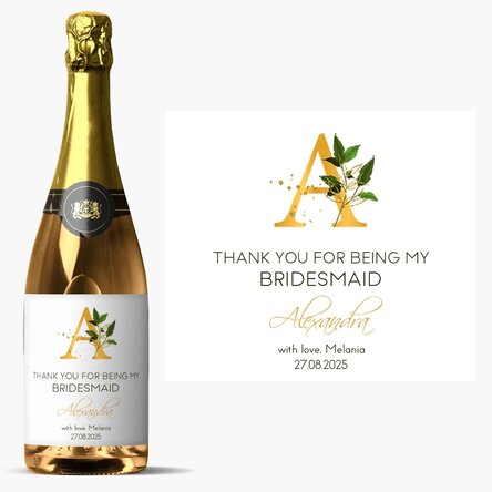 Vin mousseux personnalisé avec le message « Thank you »