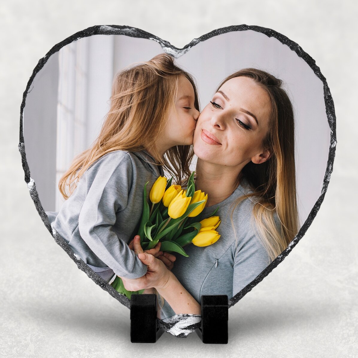 Ardoise en forme de cœur personnalisée avec une photo