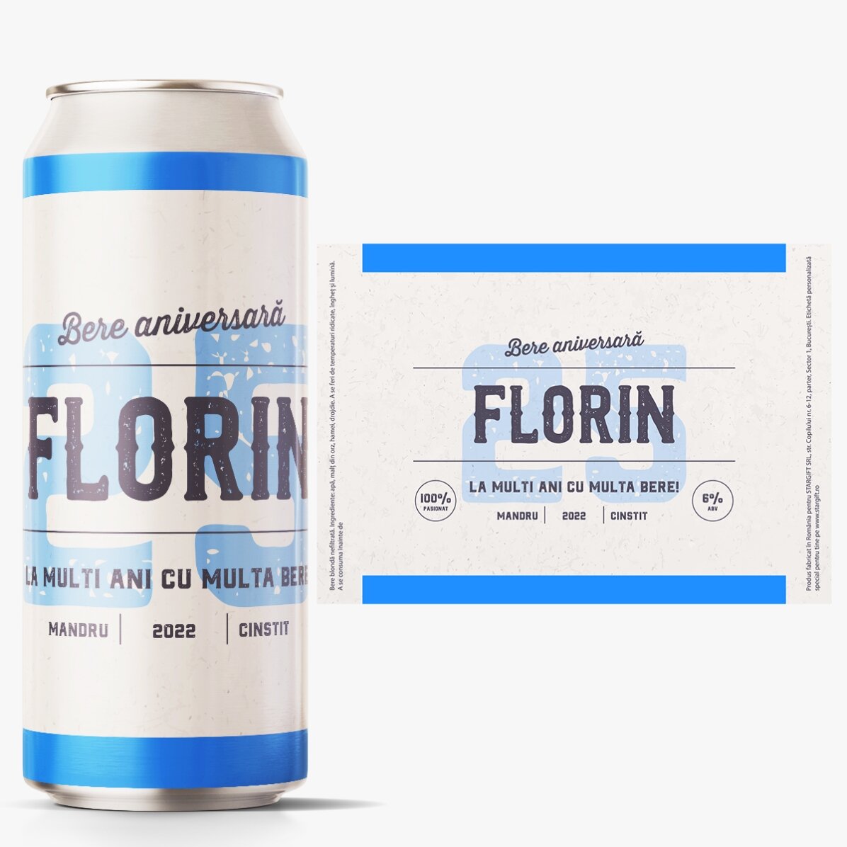 Bière en canette personnalisée avec un texte - Anniversaire rétro