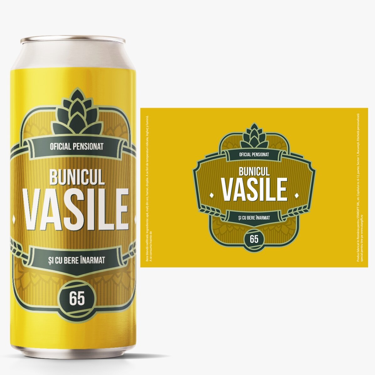 Bier in een blikje met gepersonaliseerde tekst - Model voor pensionering