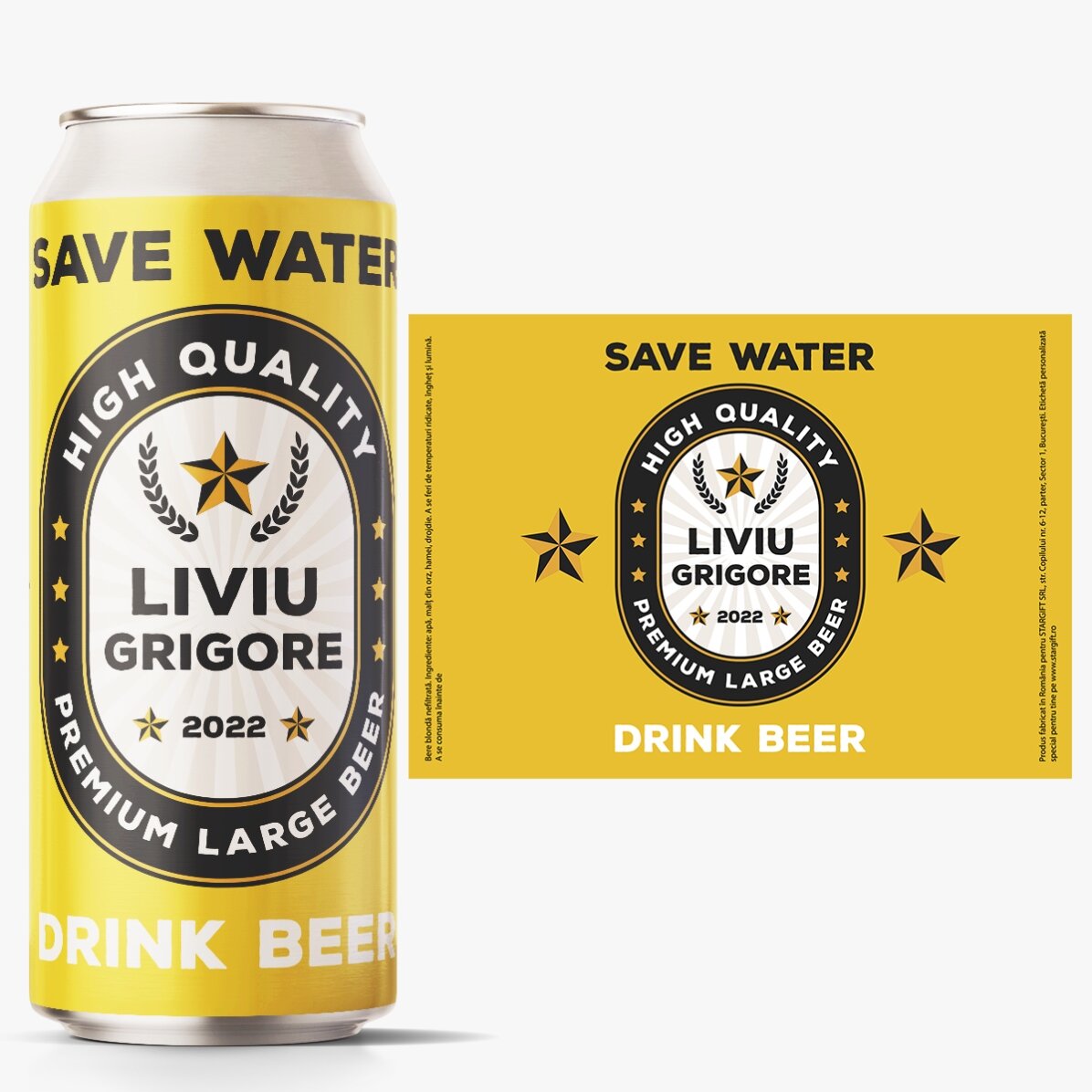 Bier in een blikje met gepersonaliseerde tekst - Save water drink beer