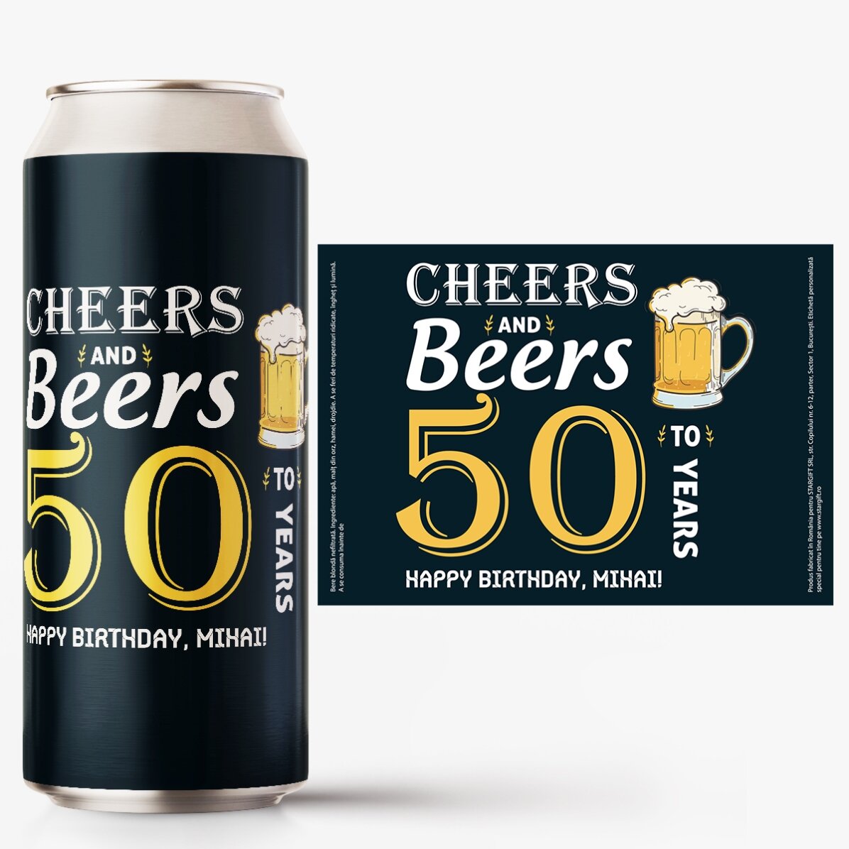 Bière en canette personnalisée avec un texte - Cheers