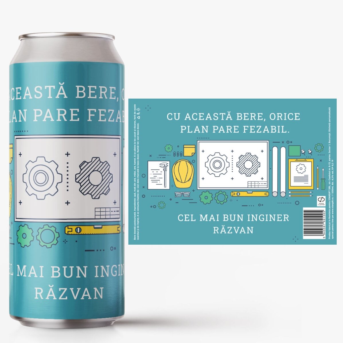 Bier in een blikje met gepersonaliseerde tekst - Ingenieur