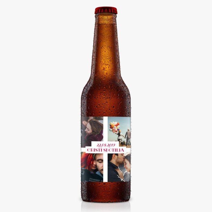 Bière personnalisée avec 4 photos et un texte - Love