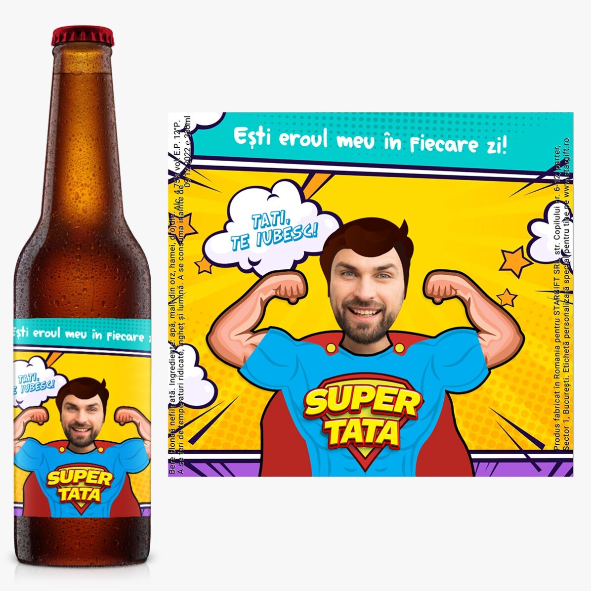 Bière personnalisée avec photo et texte - Super papa
