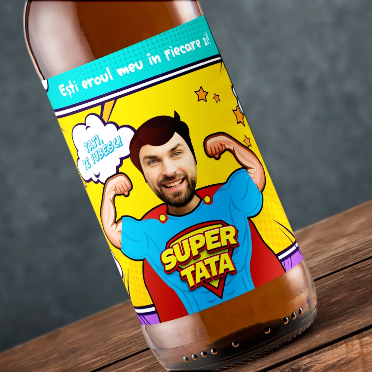 Bière personnalisée avec photo et texte - Super papa