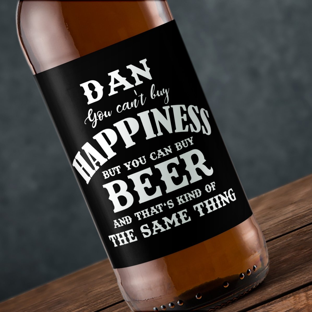Bier met gepersonaliseerde tekst - Beer is Happiness