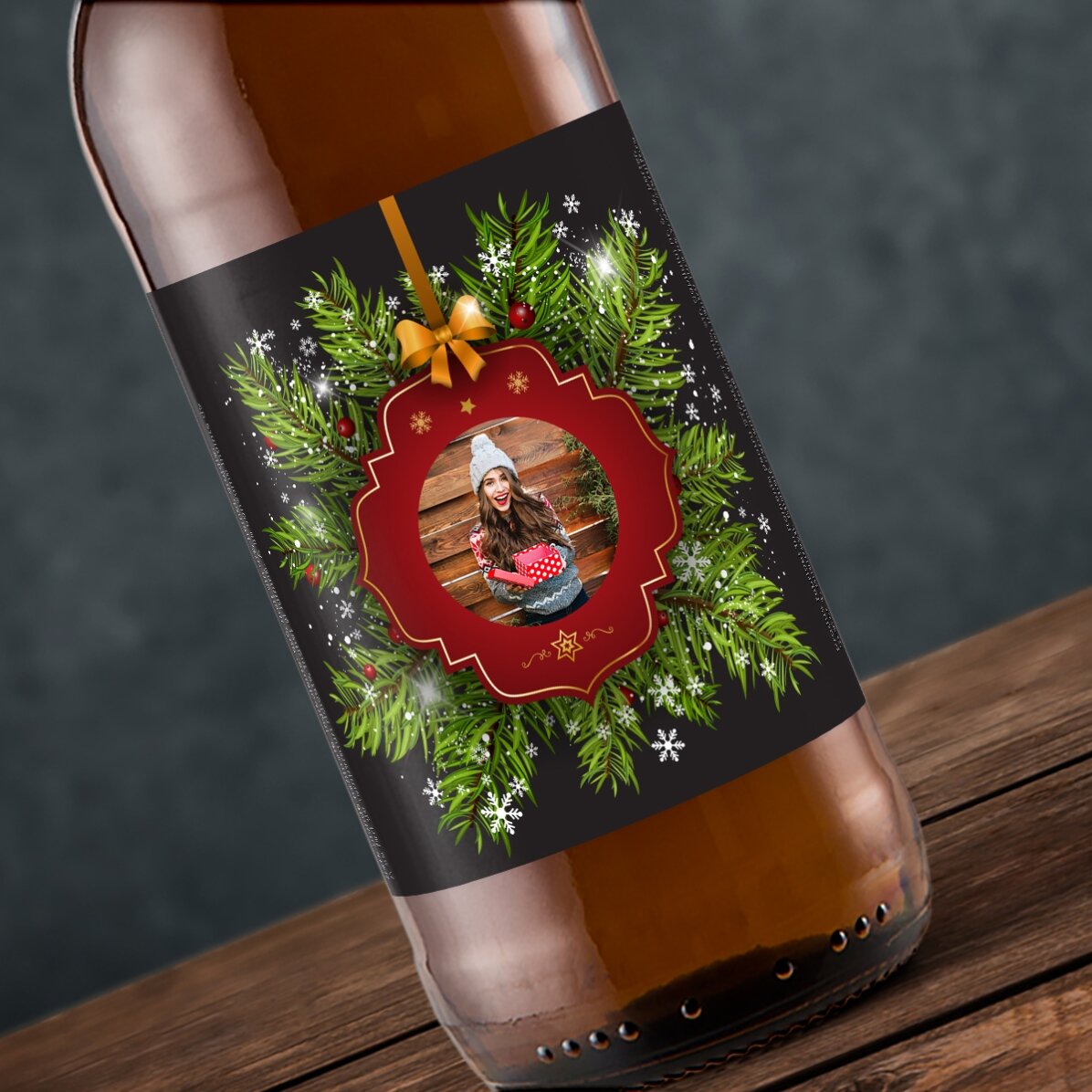 Bière personnalisée avec une photo - Vœux de Noël