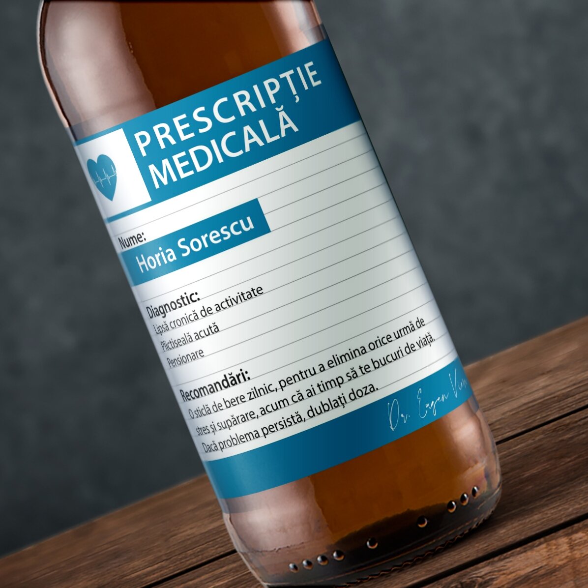 Bier met gepersonaliseerde tekst - Medisch voorschrift