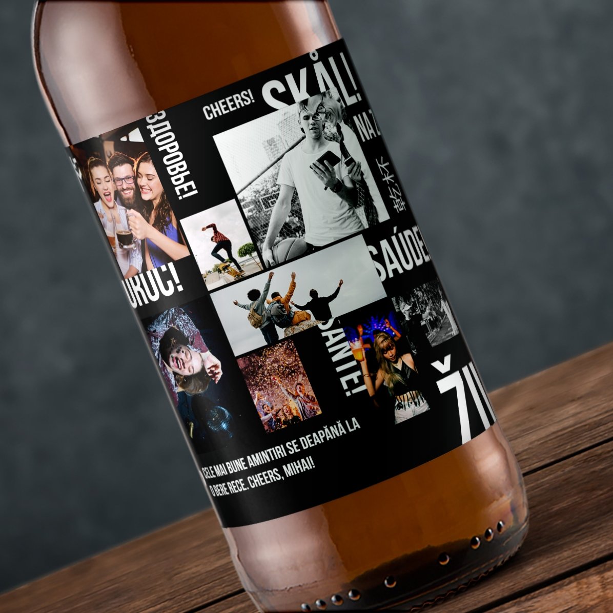Bier met eigen tekst en 8 foto