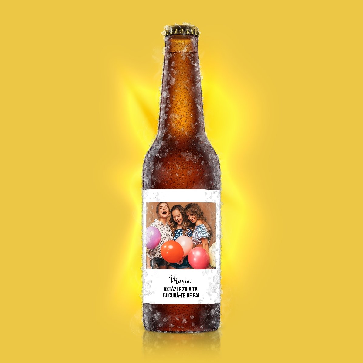 Bière personnalisée avec un texte et une photo - Bonheur