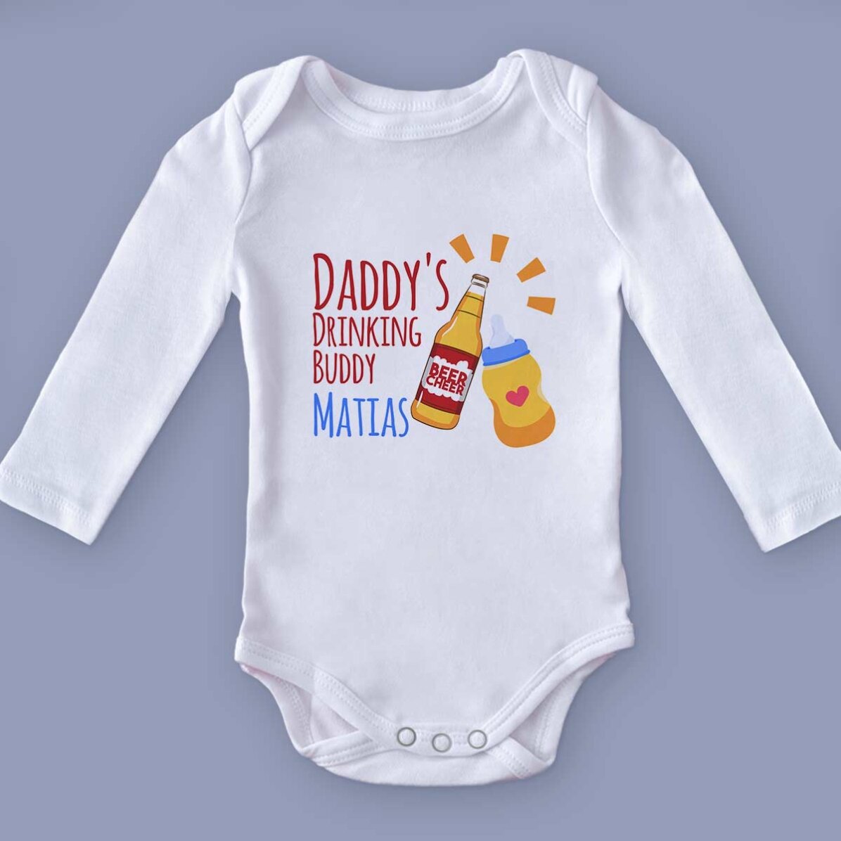 Gepersonaliseerde babybody met tekst - Drinking buddy