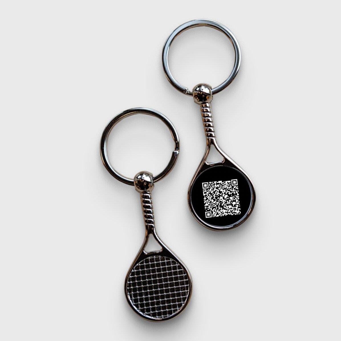 Porte-clés en forme de raquette de tennis personnalisé avec un code QR - Ajouter un contact