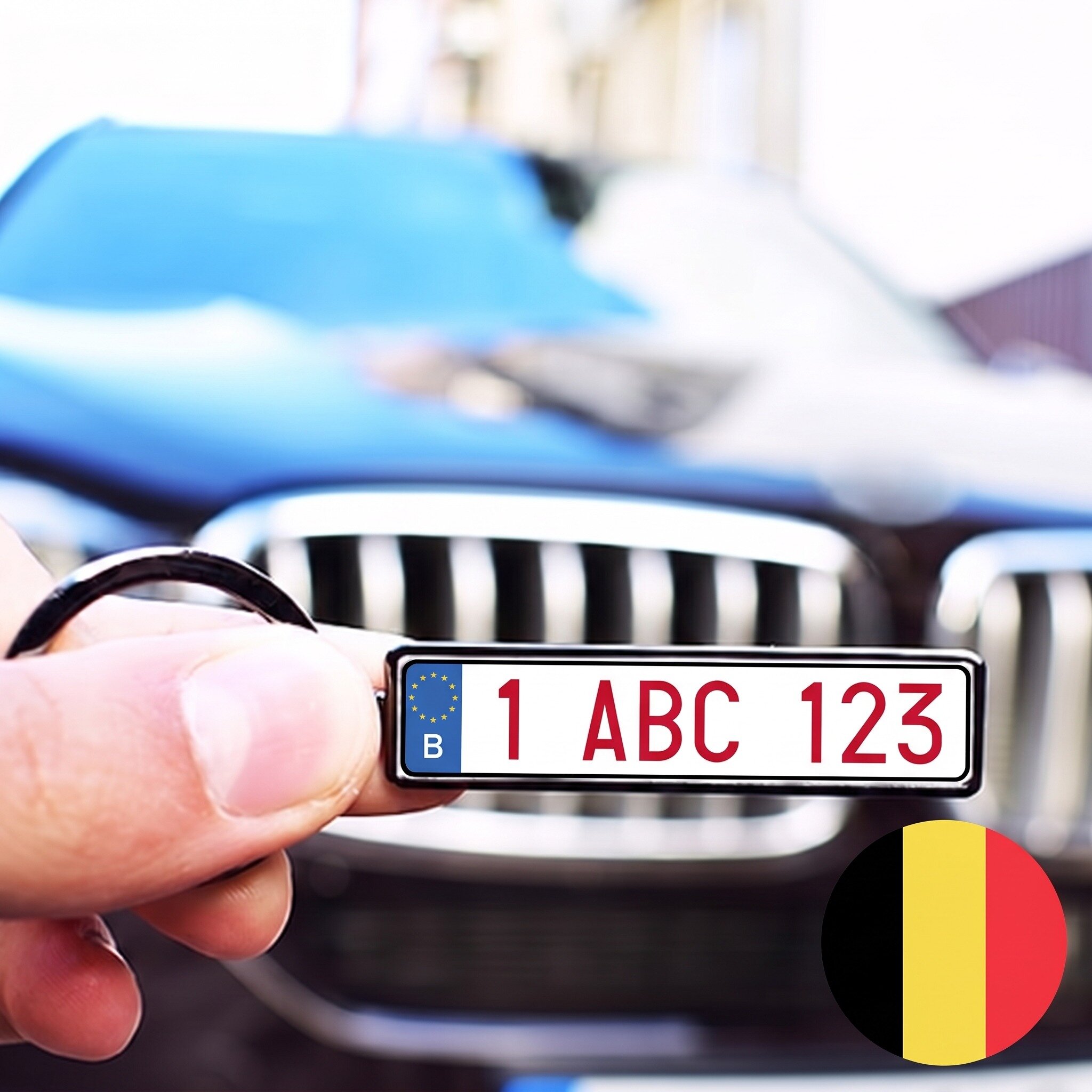 Gepersonaliseerde sleutelhanger met Belgisch kenteken
