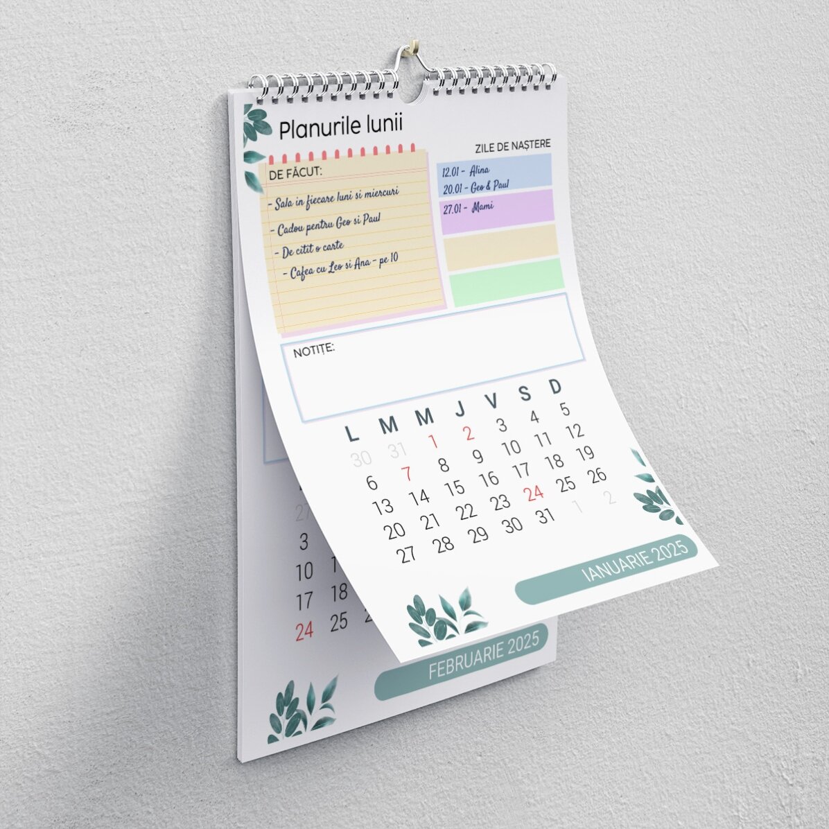 Gepersonaliseerde kalender met een foto en tekst - Planner