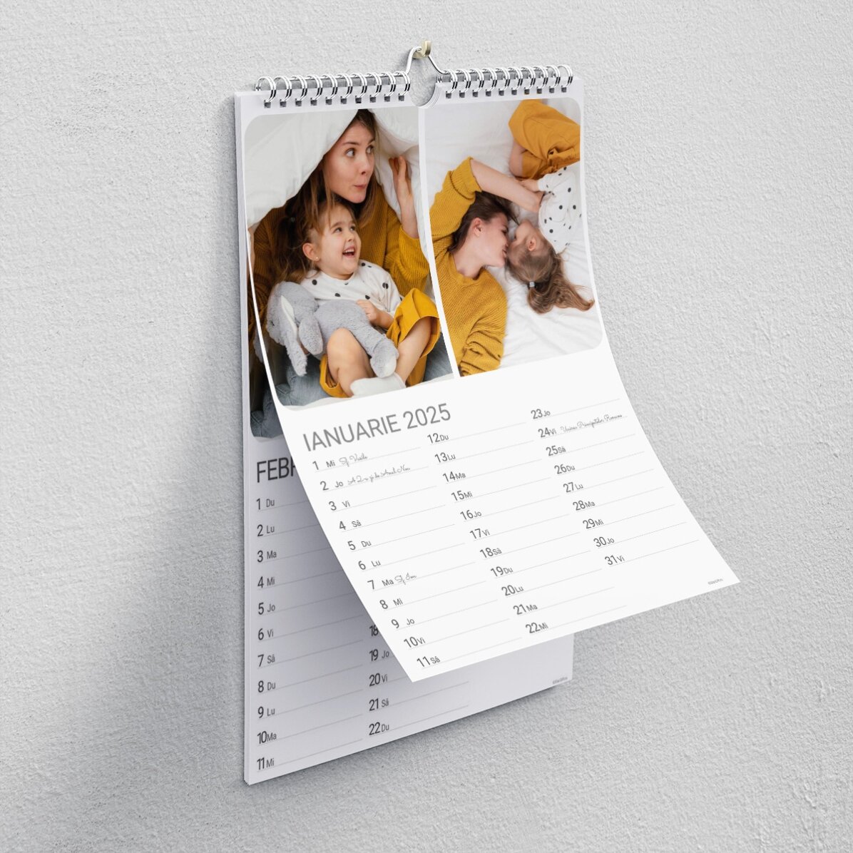 Calendrier personnalisé avec des photos et un message