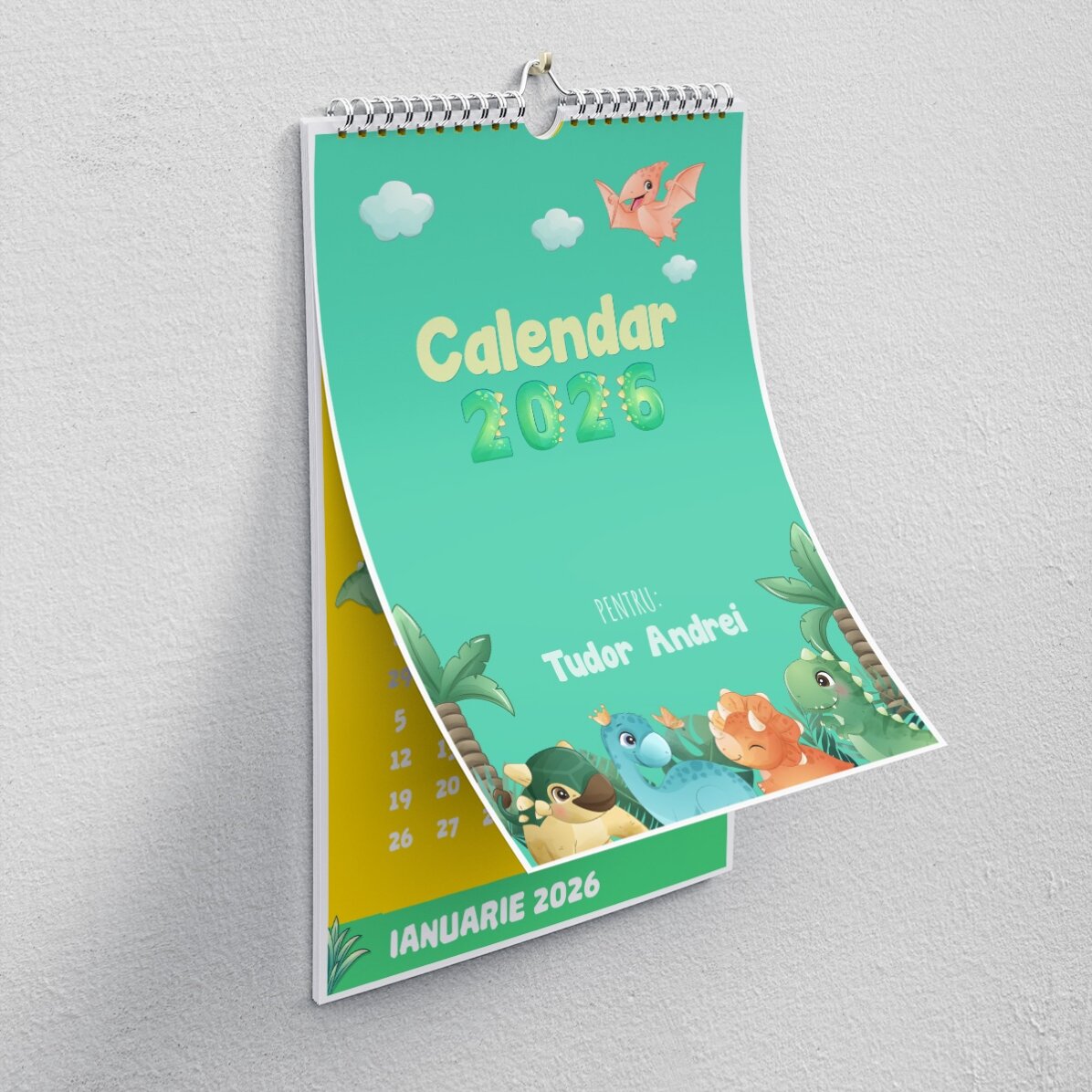 Calendrier personnalisé pour enfants avec photos et texte - Dino