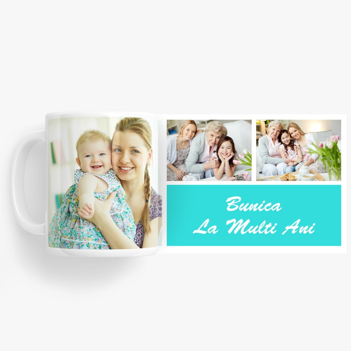 Tasse personnalisée avec 3 photos et un message